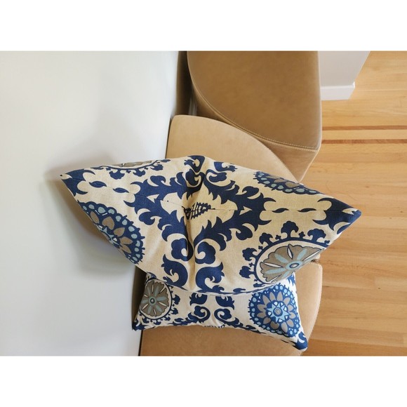 Premier Prints Throw Pillow Covers 20x20 Navy Blue Medallion Zippered Pair NEW - Picture 10 of 16